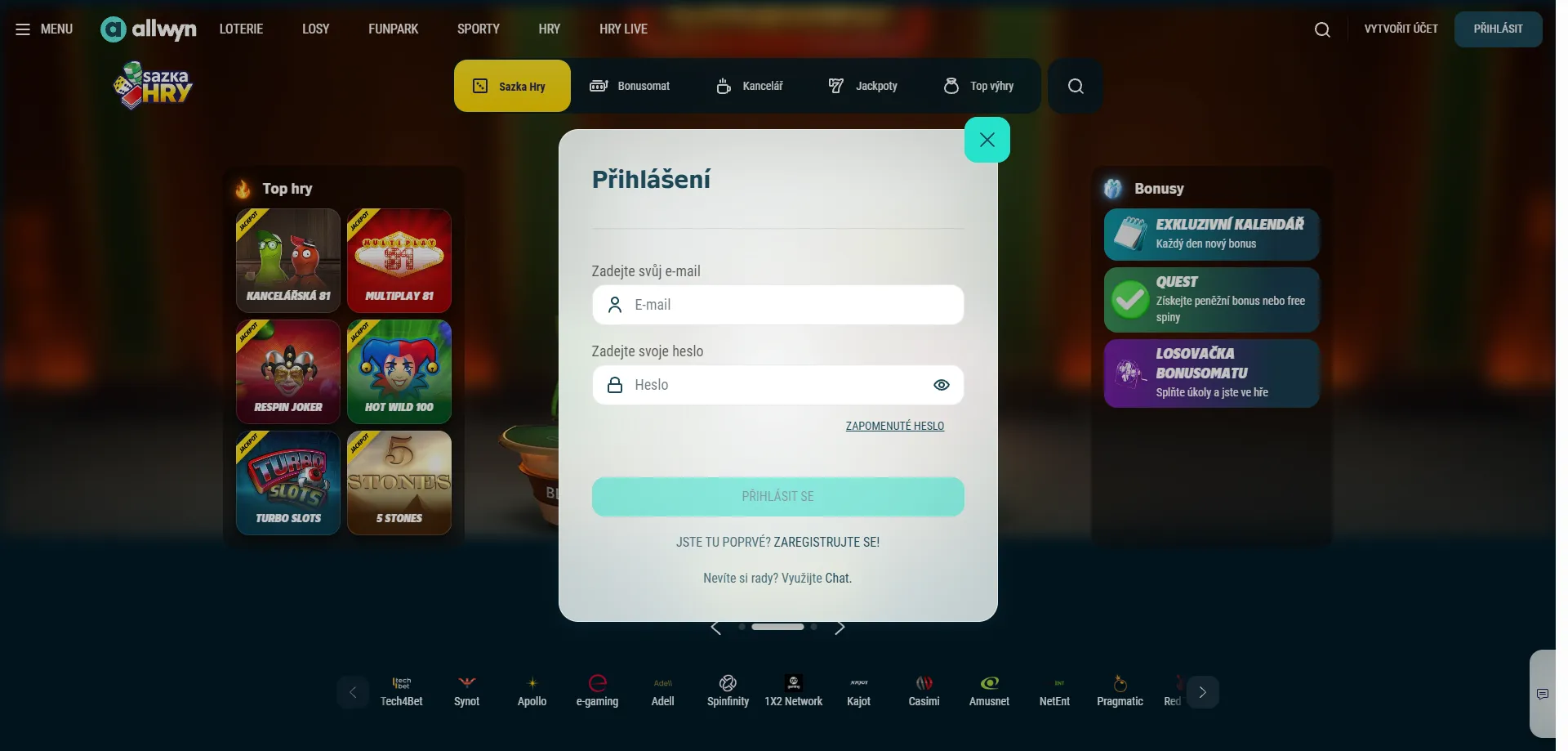 Sazka Casino sekce Moje kancelář — bonusy pro stávající hráče